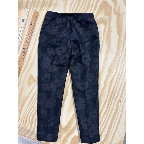 Talbots Heritage Floral Jacquard Slim Ankle Pants Black Side Zip Women’s Size 2 - Picture 6 of 8